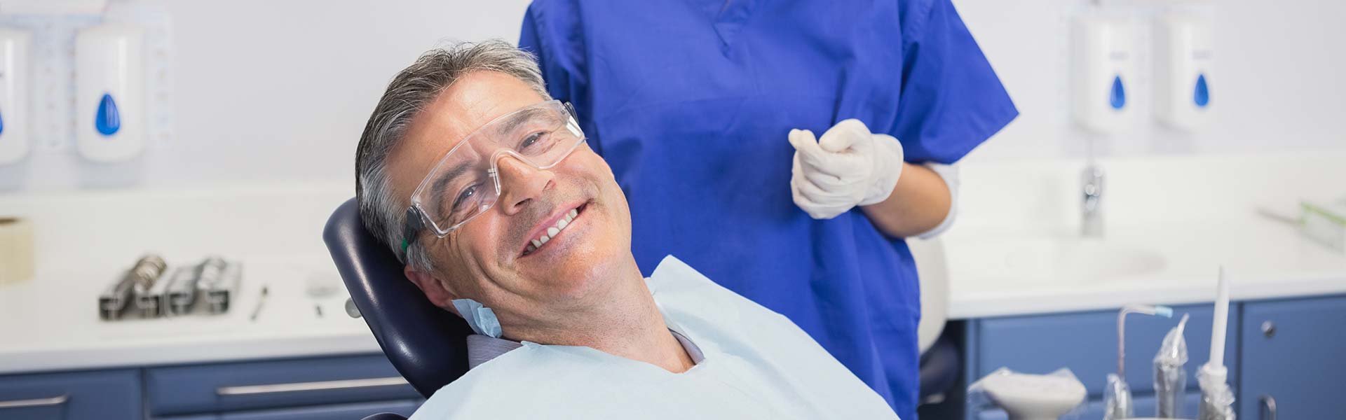 a patient in a dentist chair